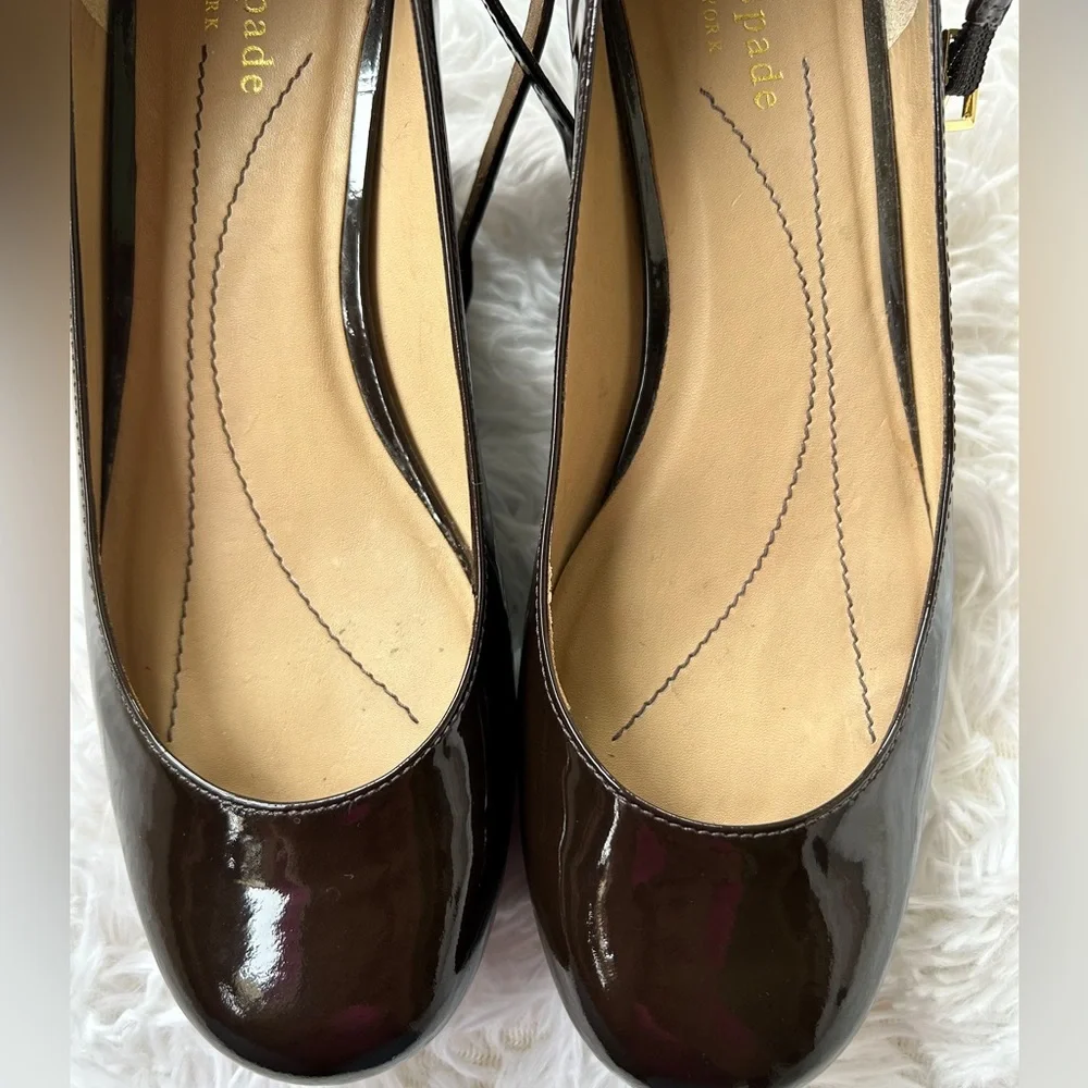kate spade Black Patent Leather Ankle-Strap Platform Mary Janes